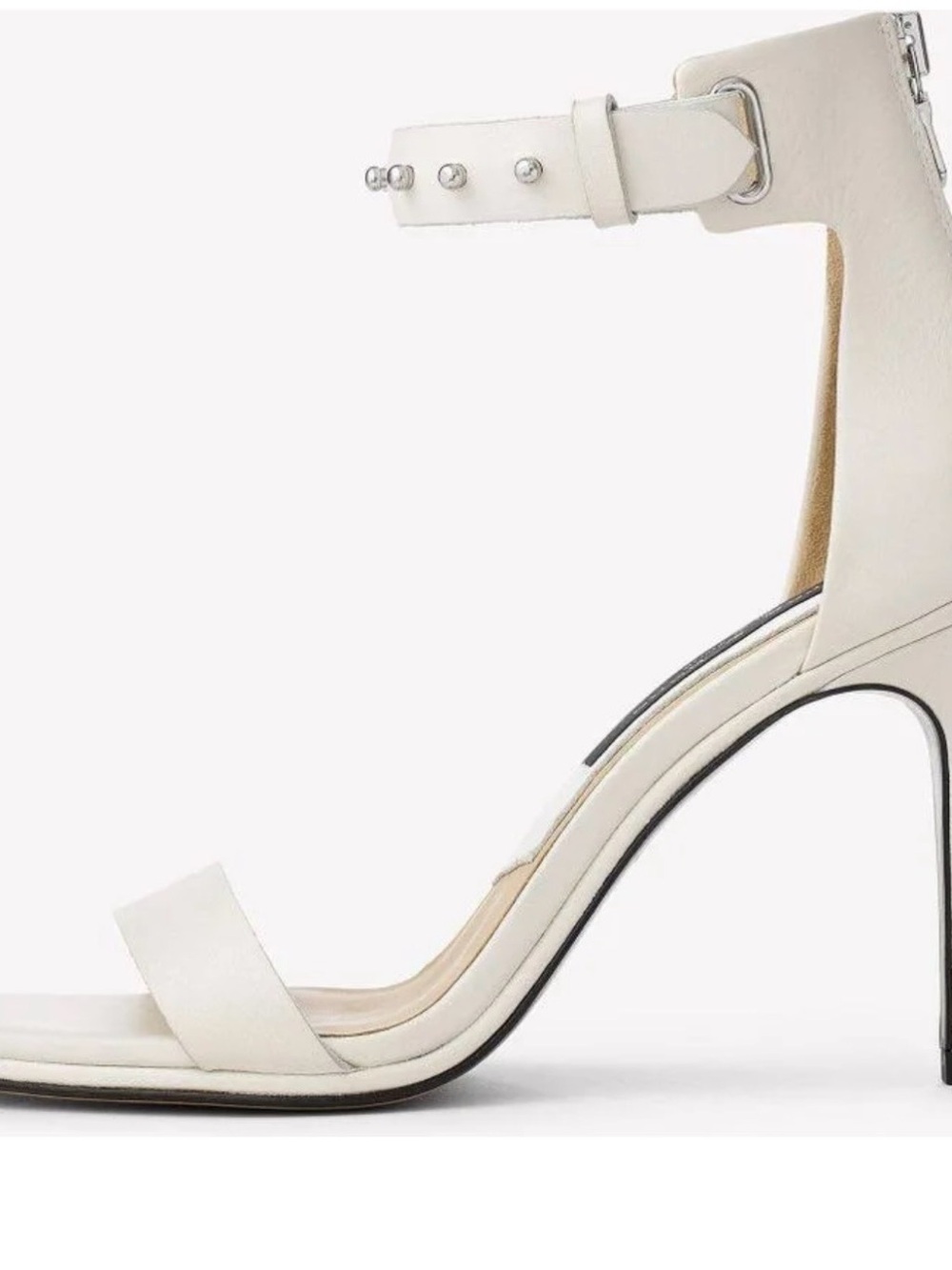 rag & bone  Tamira II Cream Leather Stud Ankle-Strap Stiletto Sandals